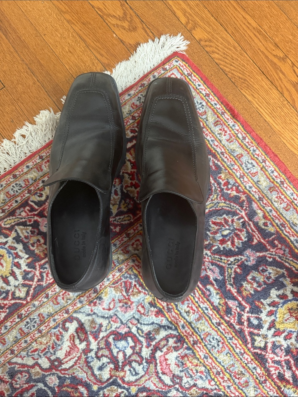 Gucci Men's Black Leather Slip-On Loafers